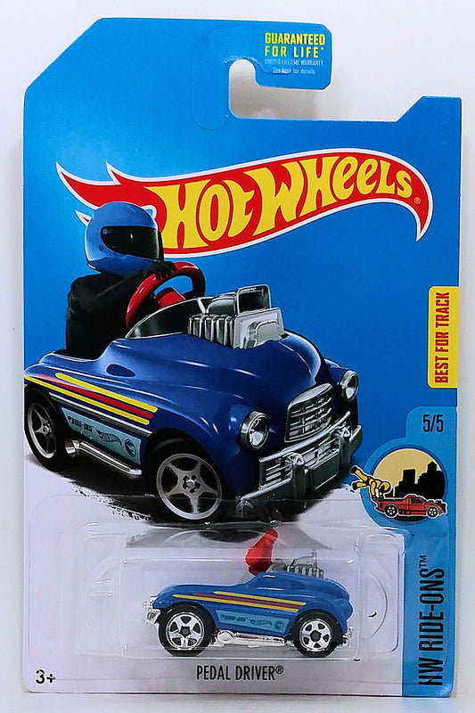 Hot Wheels 2017 - Collector # ---/365 - HW Ride-Ons 5/5 - Treasure Hunts - Pedal Driver - Blue / Circle Flame Logo on lower sides - USA Card