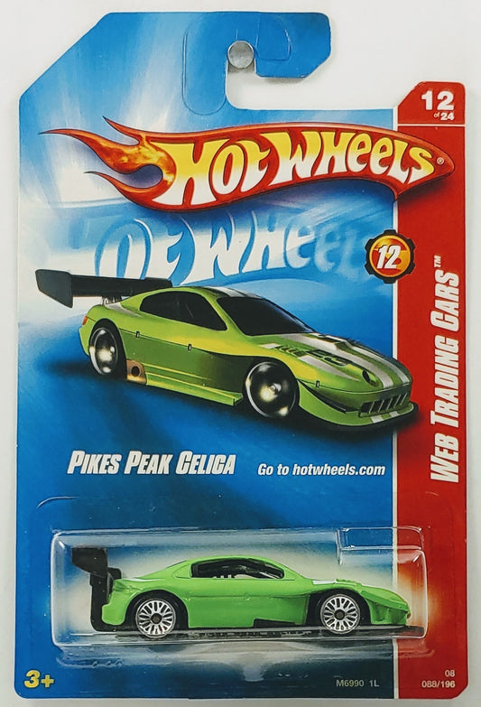 Hot Wheels 2008 - Collector # 088/196 - Web Trading Cars 12/24 - Pikes Peak Celica - Neon Green - USA Card