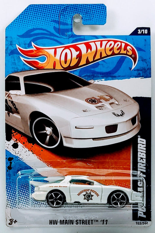 Hot White 2011 - Collector # 163/244 - HW Main Street 3/10 - Pontiac Firebird - White / Highway Patrol - USA Card