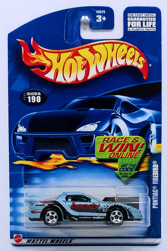 Hot Wheels 2002 - Collector # 190/240 - Pontiac Firebird - Metallic Light Blue / Handy - USA 'Race & Win' Card - Toy # 55075