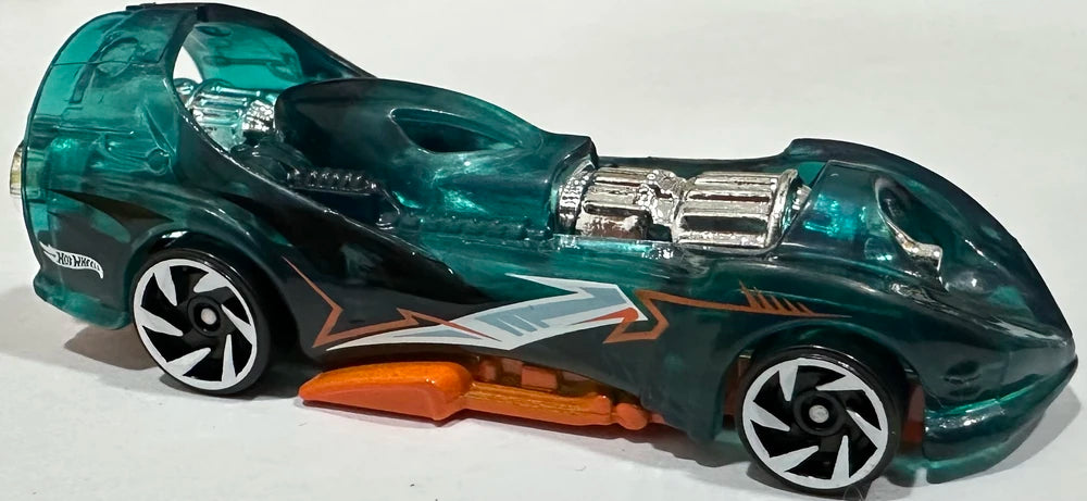 Hot Wheels 2025 - Collector # 109/250 - X-Raycers 8/10 - Power Rocket - Transparent Teal - USA 'Let's Race' Card