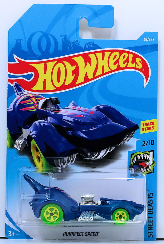 Hot Wheels 2018 - Collector # 038/365 - Street Beasts 2/10 - Purrfect Speed - Blue - International Card