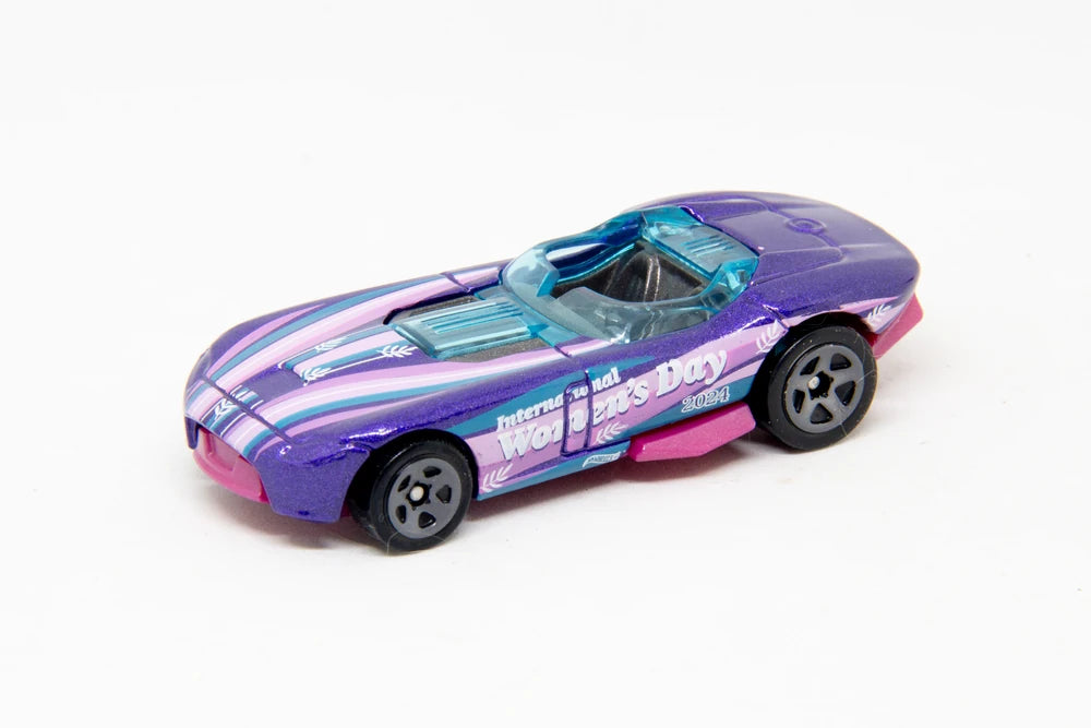 Hot Wheels 2024 - Collector # 076/250 - HW Celebration Racers 4/10 - RRRoadster - Purple / 'Women's Day' - USA Card