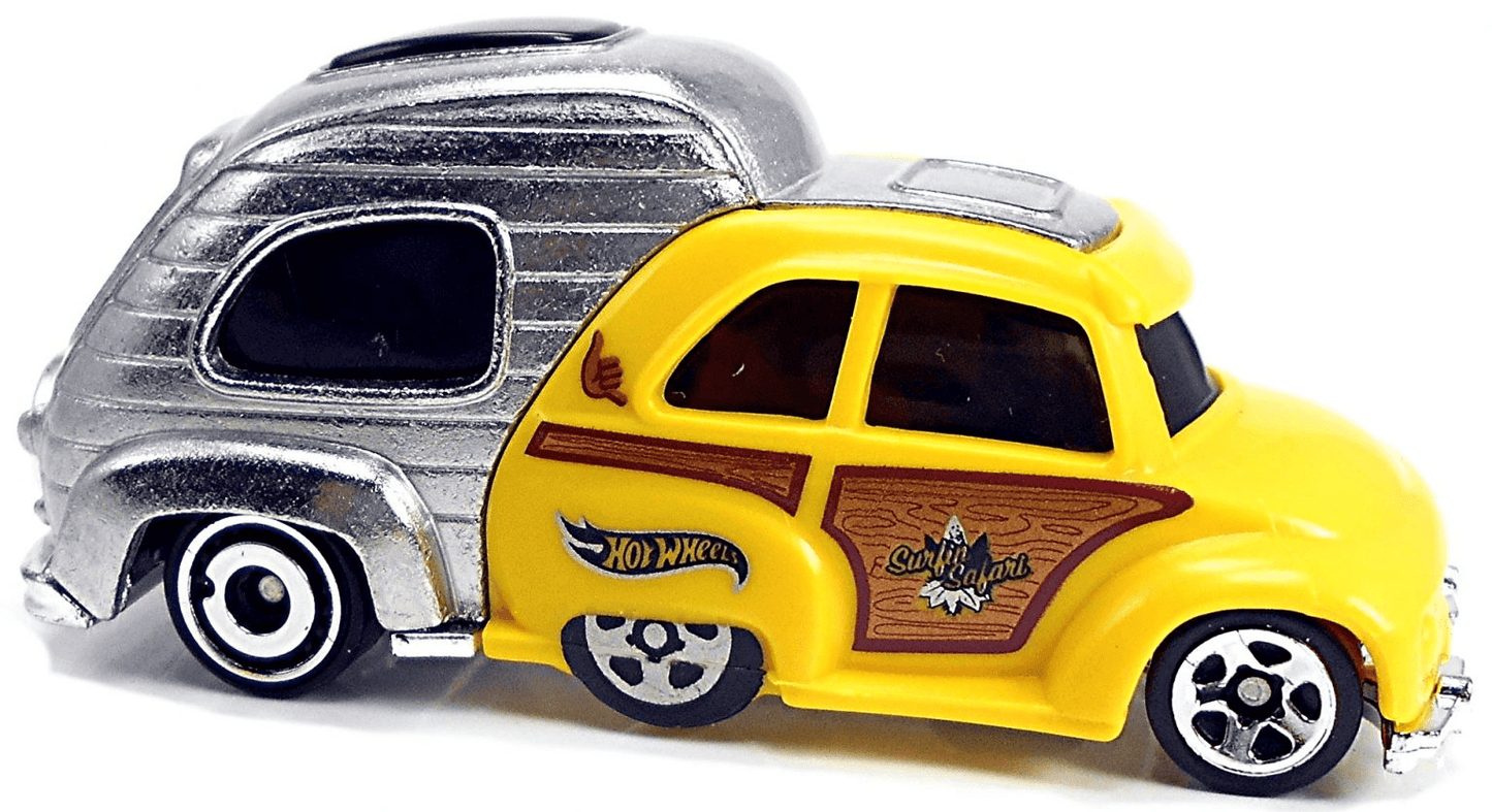 Hot Wheels 2021 - Collector # 022/250 - HW Getaways 2/5 - RV There Yet - Yellow & ZAMAC / Woodgrain - USA Card