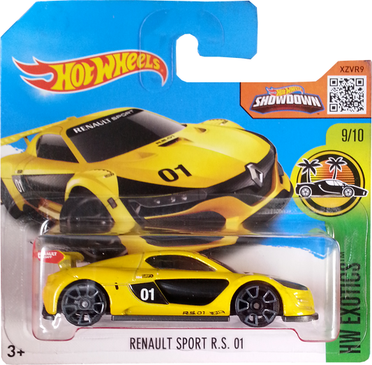 Hot Wheels 2016 - Collector # 079/250 - HW Exotics 9/10 - New Models - Renault Sport R.S. 01 - Yellow Body / Black Base - International ‘Showdown’ Short Card