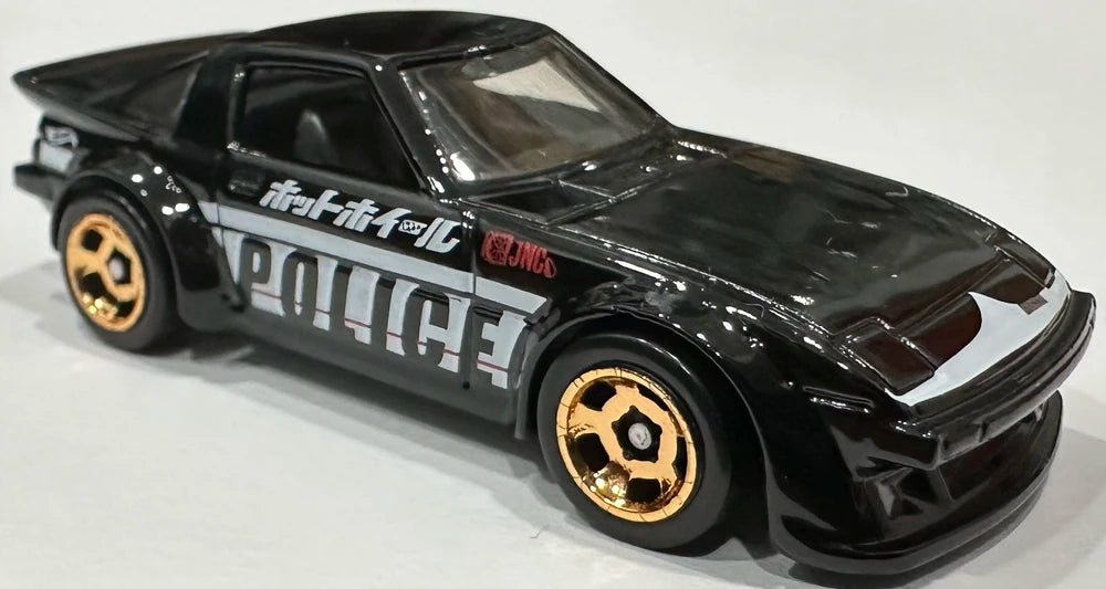 Hot Wheels 2024 - Collector # 080/250 - HW First Response 8/10 - Mazda RX-7 - Black / "Police", "ホットホイール" - USA Card