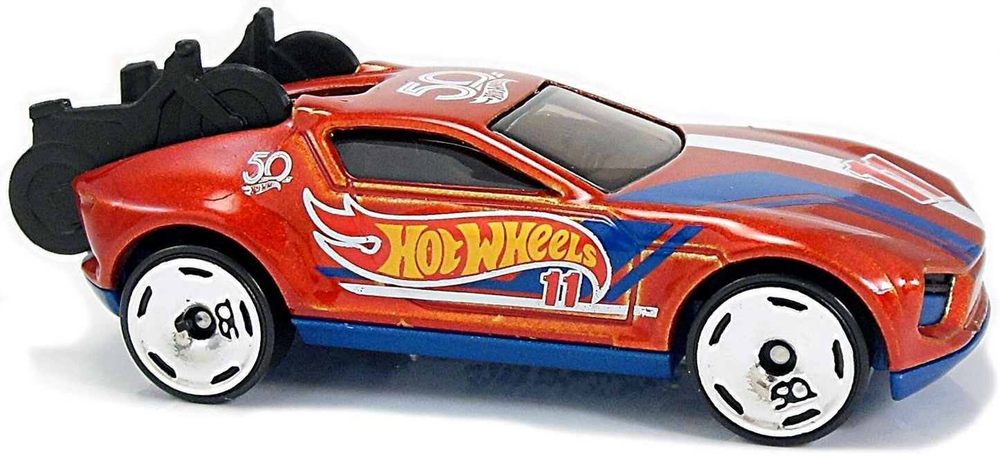 Hot Wheels 2018 - Collector # 360/365 - HW 50th Race Team 8/10 - New Models - Rise 'N Climb - Metalflake Orange / #11 - USA 50th Card