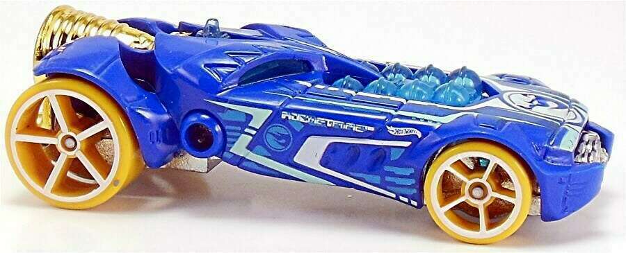Hot Wheels 2015 - Collector # 044/250 - HW City / HW Space Team / Treasure Hunts - Rocketfire - Blue / Circle Flame Logo on Nose - USA 'Showdown' Card