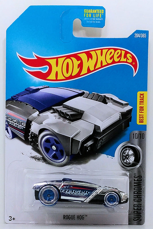 Hot Wheels 2017 - Collector # 204/365 - Super Chromes 10/10 - Rogue Hog - Chrome Body / Blue Windows - USA Card