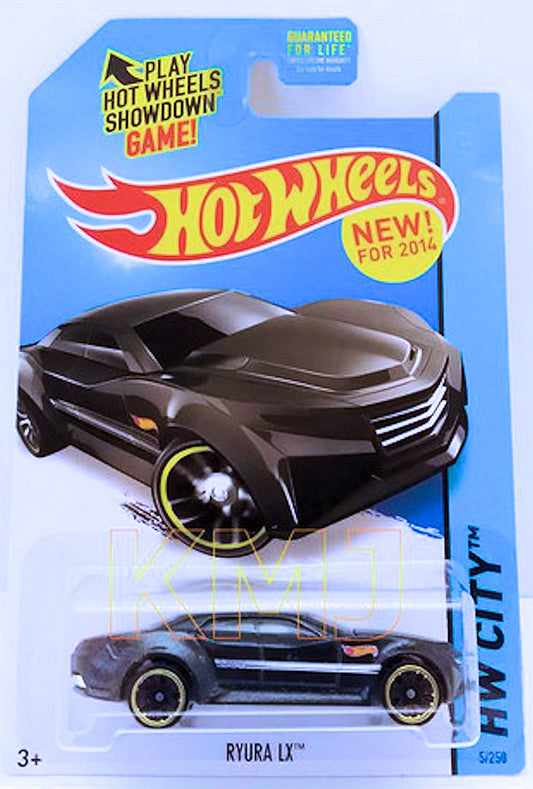 Hot Wheels 2014 - Collector # 005/250 - HW City / HW City Works - Ryura LX - Metalflake Black / Limo - Black J5 Wheels - USA Card