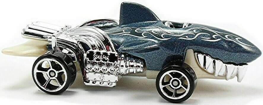 Hot Wheels 2010 - Collector # 179/240 - Race World / Ocean 3/4 - Sharkruiser - Metalflake Gray / Flames - USA '11 Card