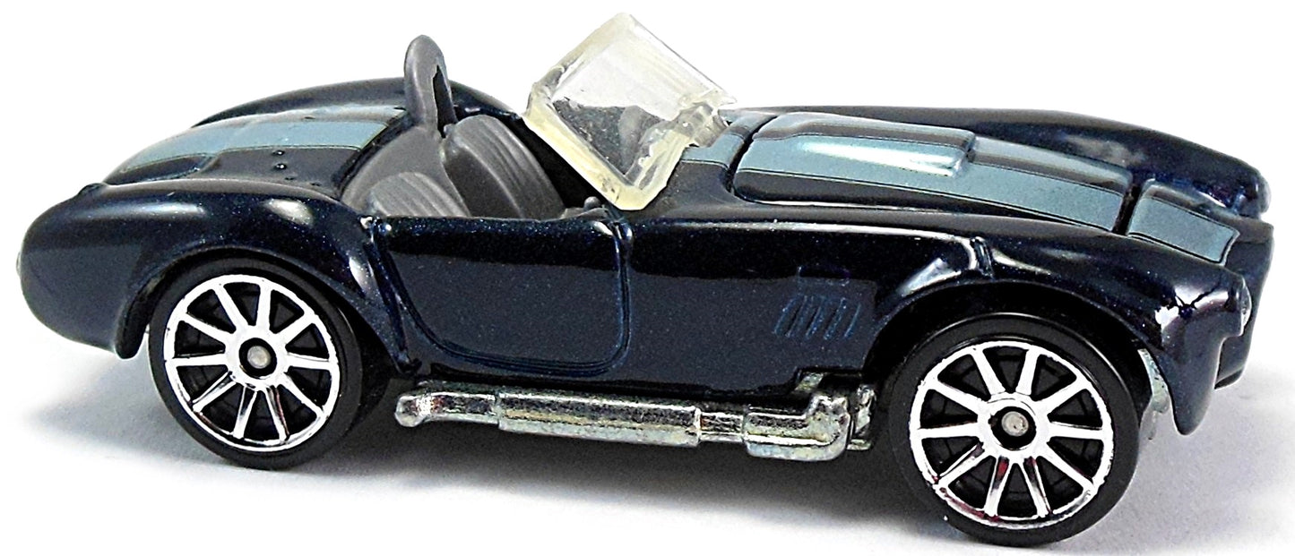 Hot Wheels 2007 - Collector # 097/180 - Hot Wheels Stars 13/24 - Shelby Cobra 427 S/C - Dark Blue - Metal Body & Base - 10 Spoke Wheels - Opening Hood - International Card