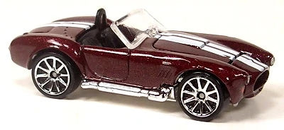Hot Wheels 2010 - Collector # 165/240 - Hot Auction 7/10 - Shelby Cobra 427 S/C - Dark Red / White Racing Stripes - 10 Spoke Wheels - Opening Hood - USA Card