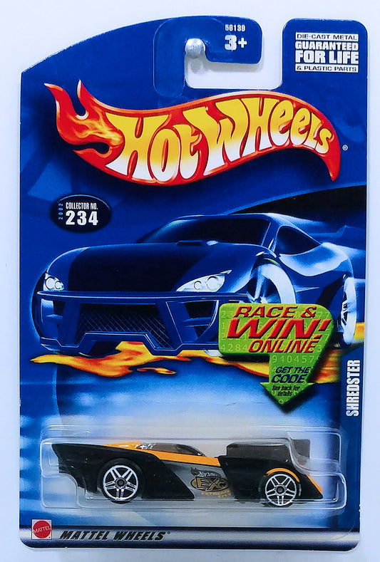 Hot Wheels 2002 - Collector # 234/240 - Shredster - Yellow & Black - USA 'Race & Win' Card