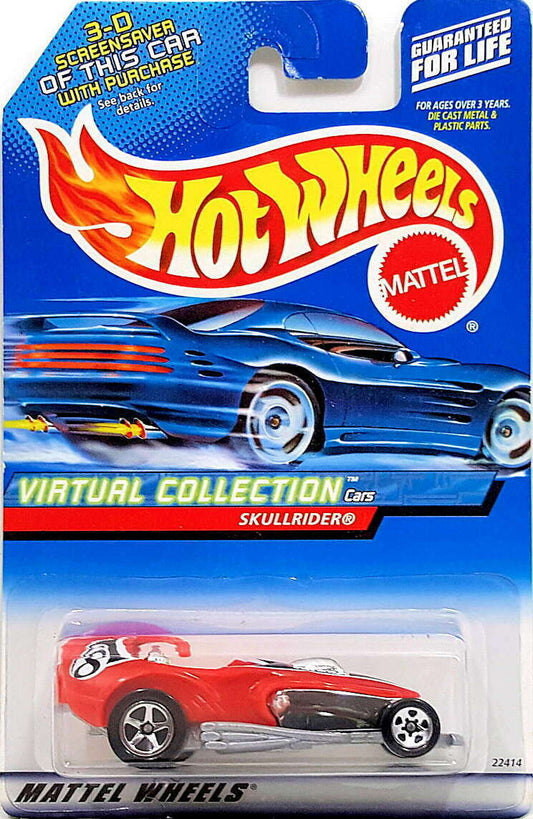 Hot Wheels 2000 - Collector # 138 - Virtual Collection - Skullrider - Red - USA Card