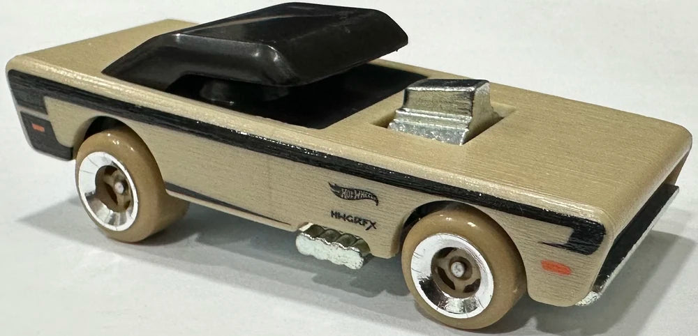 Hot Wheels 2024 - Collector # 228/250 - Tooned 5/5 - New Models - Small Bloc - Tan / Black Roof & Stripes - USA 'Let's Race' Card
