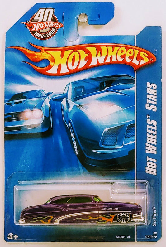 Hot Wheels 2008 - Collector # 079/172 - Hot Wheels Stars - So Fine - Purple - International 40th Card