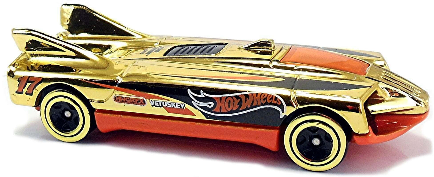 Hot Wheels 2017 - Collector # 323/365 - Super Chromes 5/10 - Speed Slayer - Gold Chrome Body / Orange Base - USA Card