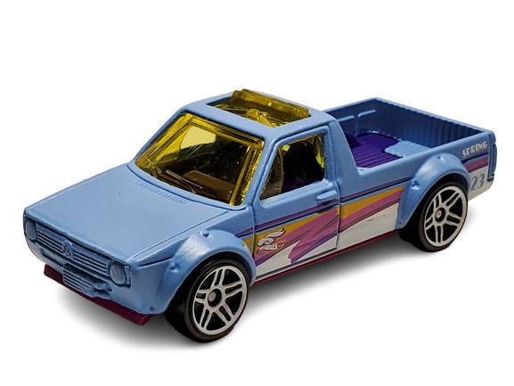 Hot Wheels 2023 - Sping Series 01/05 - Volkswagen Caddy - Baby Blue - Pink, Purple, White & Yellow Stripes / '23' / 'Spring' - Grocery Strore Exclusive - IC