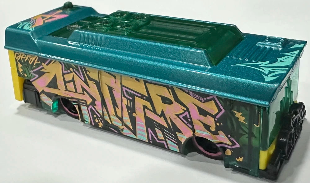 Hot Wheels 2025 - Collector # 088/250 - HW Art Cars 8/10 - Ain't Fare - Metalflake Dark Teal / 'A' on Roof - USA Card