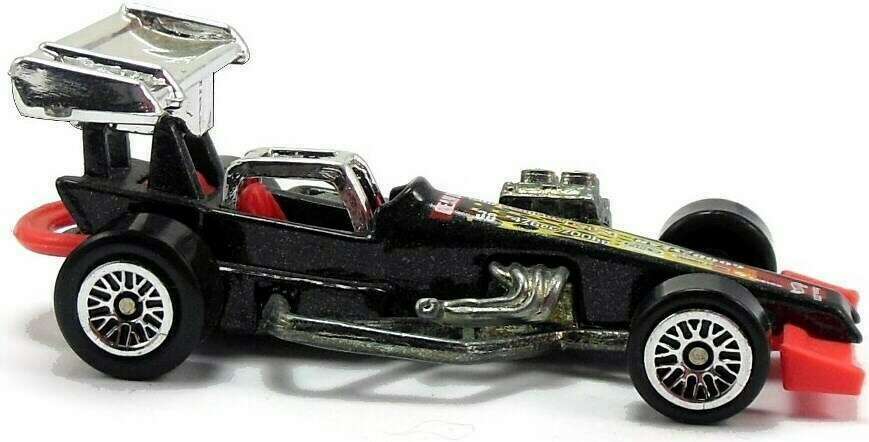 Hot Wheels 1998 - Collector # 664 - First Editions 27/40 - Super Modified - Black - Metal Base - Lace Wheels - USA Card - Good Downhill Racer!