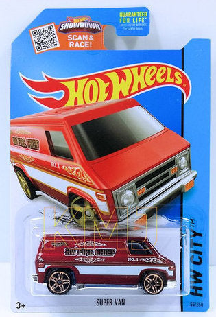 Hot Wheels 2015 - Collector # 055/250 - HW City / HW Rescue - Super Van - Metallic Red / HW Fire Chief - USA Card