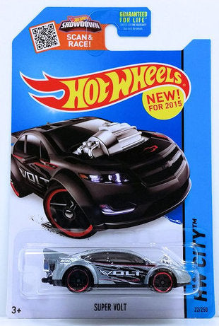 Hot Wheels 2015 - Collector # 022/250 - HW City / Street Power / New Models - Super Volt - Metalflake Silver / VOLT - USA 'Showdown' Card