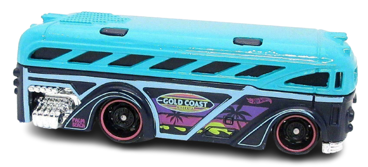 Hot Wheels 2023 - Collector # 024/250 - Surf's Up 01/05 - Surfin' School Bus - Turquois & Dark Blue - Palm Tree Graphics - USA