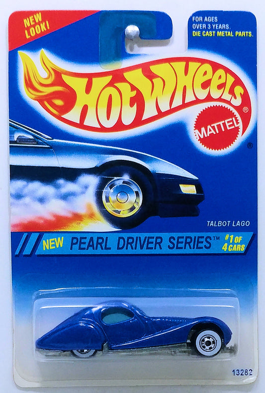 Hot Wheels 1995 - Collector # 295 - Pearl Driver Series 1/4 - Talbot Lago - Metalflake Blue - BW White Walls - USA Blue & White Card