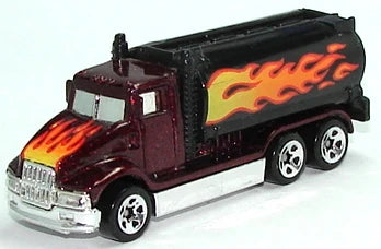 Hot Wheels 1997 - Collector # 539 - Heat Fleet Series 3/4 - Peterbilt Tanker Truck - Dark Red Metallic - 5 Spokes