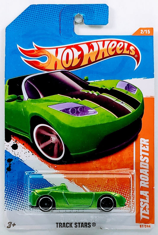 Hot Wheels 2011 - Collector # 067/244 - Track Stars 2/15 - Tesla Roadster - Lime Green - USA