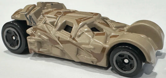 Hot Wheels 2026 - Collector # 051/250 - Batman 2/5 - The Dark Knight Batmobile - Tan Camo - Gray 5 Spoke Wheels - USA '2026' Card