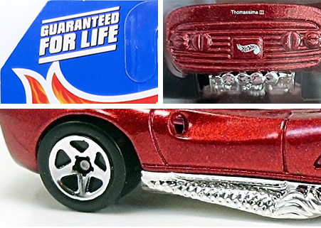 Hot Wheels 2000 - Collector # 070/250 - First Editions 10/36 - Thomassima 3 - Metallic Red with Rear Tampos - 5 Spoke Wheels - USA 'Angled' Card