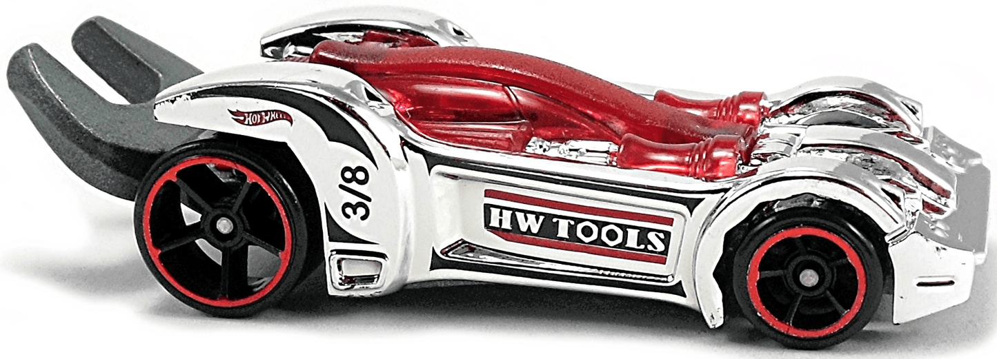 Hot Wheels 2016 - Collector # 031/250 - HW Tool-in-1 1/10 - Tooligan - Chrome / Transparent Red - USA 'Showdown' Card