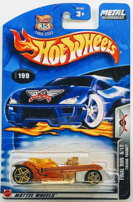 Hot Wheels 2003 - Collector # 199/220 - Final Run 5/12 - Twang Thang - Silver Metalflake - PR5 Wheels - USA '1968-2003 Anniversary' Card