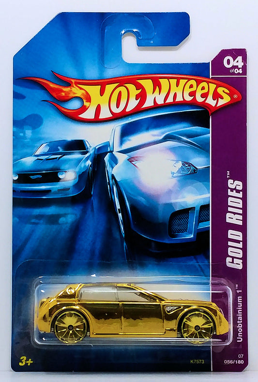 Hot Wheels 2007 - Collector # 056/180 - Gold Rides 4/4 - Unobtainium 1 - Gold Chrome - Gold Bling Wheels - USA Card