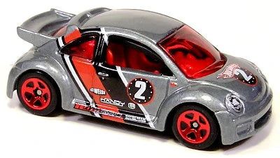 Hot Wheels 2005 - Collector # 142/187 - Volkswagen New Beetle Cup - Gray Metallic - Red Chrome 5 Spoke Wheels - USA 2006 Style Card