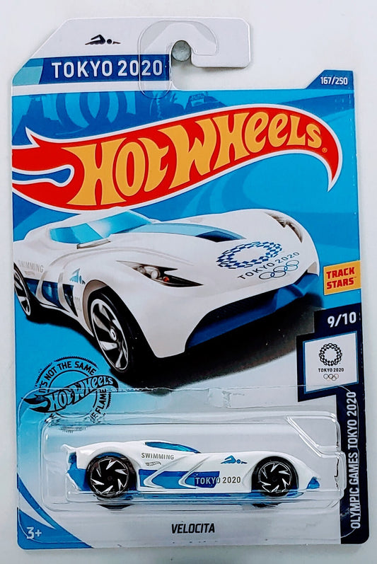 Hot Wheels 2020 - Collector # 167/250 - Olympic Games Tokyo 2020 09/10 - Velocita - White / Swimming - USA Card