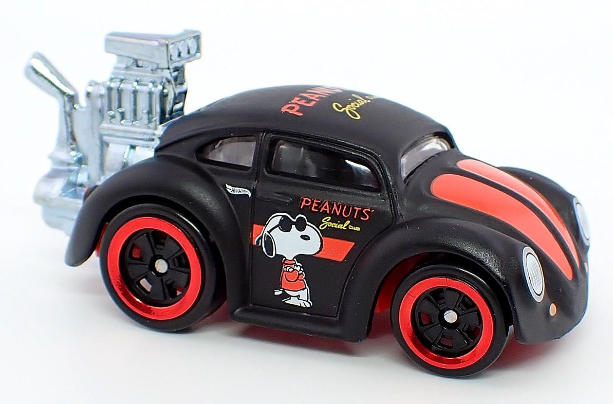 Hot Wheels 2025 - Silver Series / Theme / Peanuts 75 Years Series 1/5 - Volkswagen Beetle - Matte Black / Snoopy on Door - BC5 Wheels - Walmart Exclusive