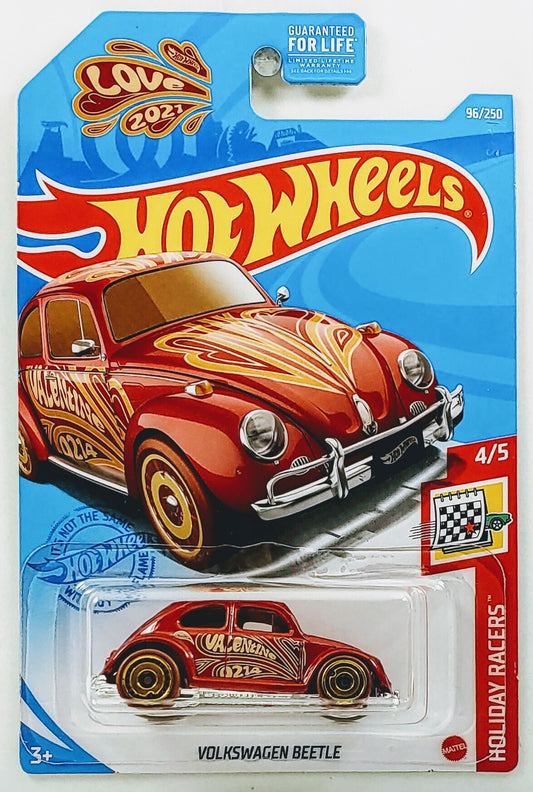 Hot Wheels 2021 - Collector # 096/250 - Holiday Racers 4/5 - Volkswagen Beetle - Red / Valentine - USA Card