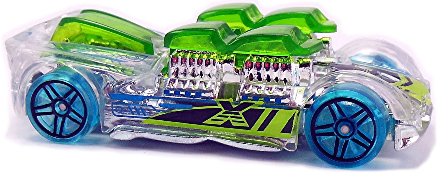 Hot Wheels 2017 - Collector # 344/365 - X-Raycers 10/10 - What-4-2 - Transparent Clear Body / Unpainted Metal Base - USA Card