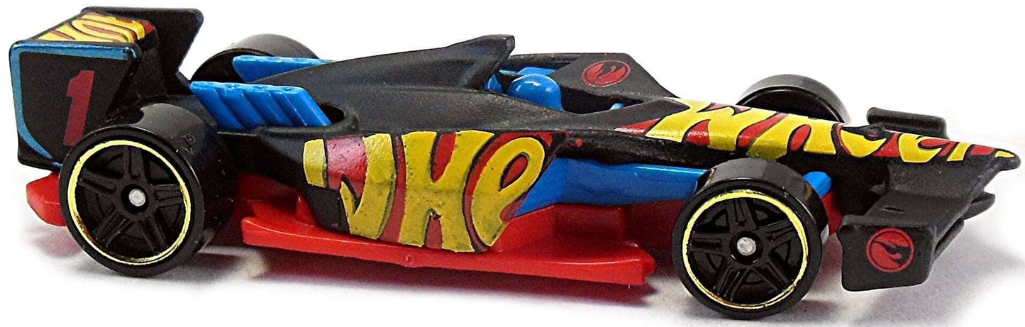 Hot Wheels 2017 - Collector # ---/365 - Legends of Speed 9/10 - Treasure Hunts - Winning Formula - Matte Black / #1 / Circle Flame Logo on top of left Engine Intake & Front Wing - USA Card