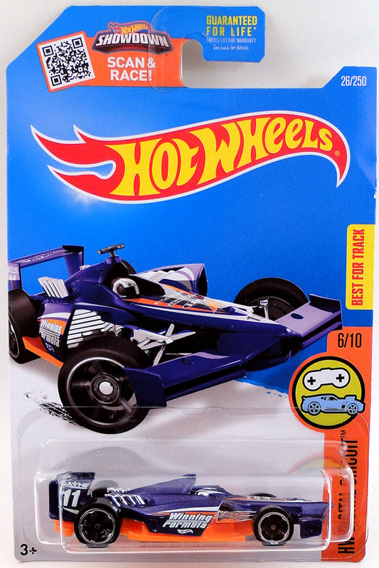 Hot Wheels 2016 - Collector # 026/250 - HW Digital Circuit 6/10 - Winning Formula - Metalflake Purple / #11 - USA 'Showdown' Card