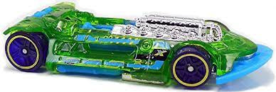 Hot Wheels 2017 - Collector # 272/365 - X-Raycers 5/10 - X-Steam - Transparent Green Body / Unpainted Metal Base - USA Card