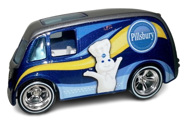 Hot Wheels 2013 - Nostalgia / Pop Culture / General Mills - Quick D-Livery - Metallic Silver & Blue / Pillsbury - Metal/Metal & Real Riders - NEW Casting!