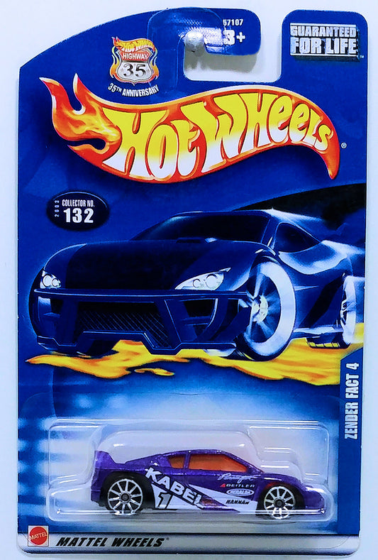 Hot Wheels 2003 - Collector # 132/220 - Zender Fact 4 - Metallic Purple / Kabel # 1 - USA '35th Anniversary' Card