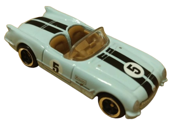 Hot Wheels 2024 - Theme / Vintage Racing Club 2/6 - 1955 Corvette - Baby Blue / #5 - C5 Wheels - Kroger Exclusive