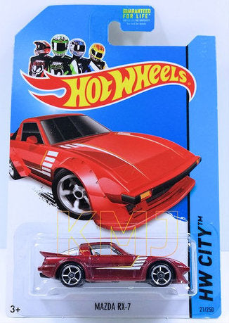 Hot Wheels 2014 - Collector # 021/250 - HW City / Night Burnerz - Mazda RX-7 - Red - M5 Wheels - NO Roll Bar - USA Card