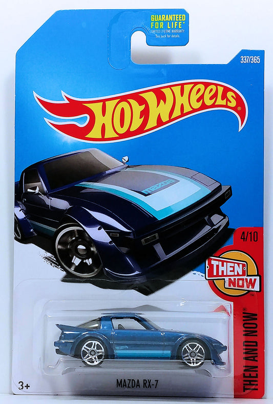 Hot Wheels 2017 - Collector # 337/365 - Then And Now 4/10 - Mazda RX-7 - Metallic Blue - USA Card