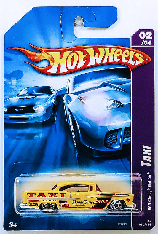 Hot Wheels 2007 - Collector # 050/156 - Taxi 2/4 - 1955 Chevy Bel Air - Yellow / TAXI - IC